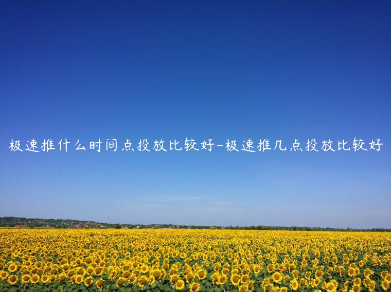 極速推什么時(shí)間點(diǎn)投放比較好-極速推幾點(diǎn)投放比較好